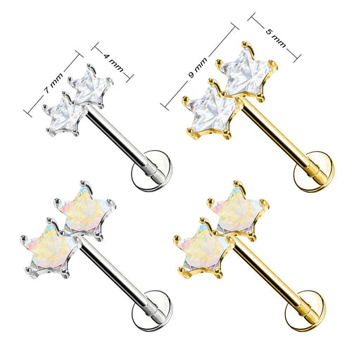 PC-108 Piercing Labret con STELLE Cristalli