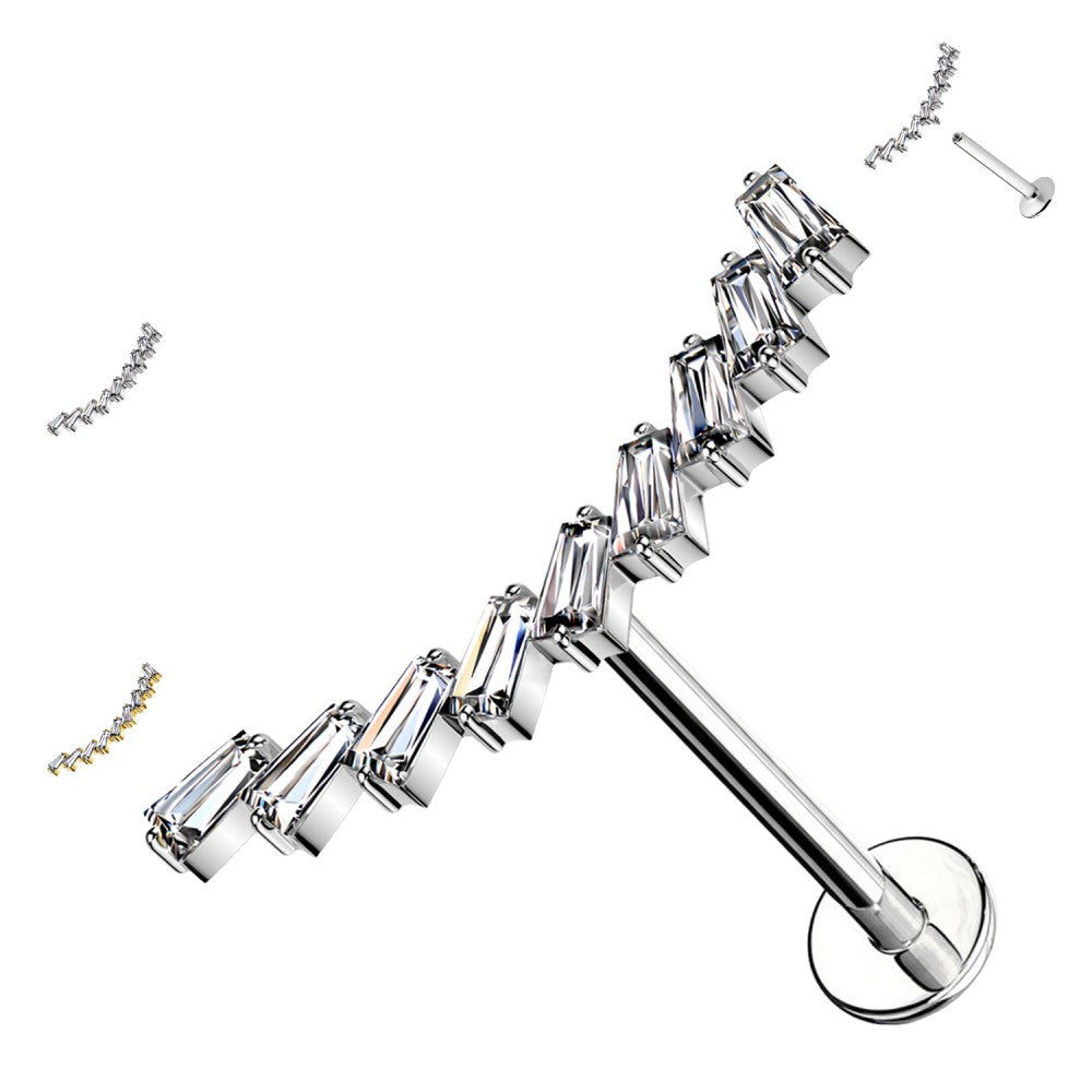 PC-211 Piercing Labret a forma di nove Baguette Cristalli Rettangolari