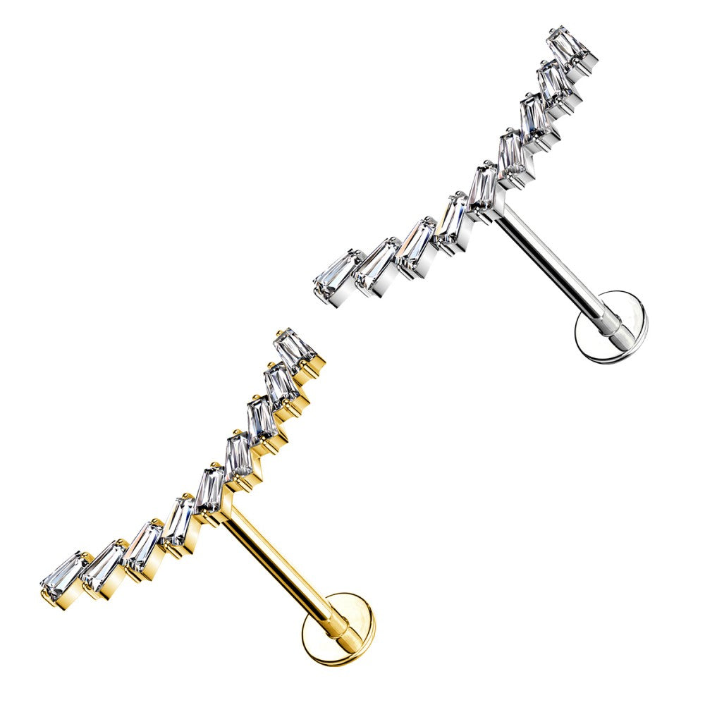 PC-211 Piercing Labret a forma di nove Baguette Cristalli Rettangolari