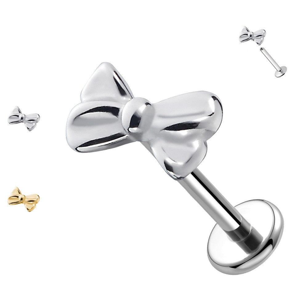 PC-215 Piercing Labret a Forma di Fiocco con Filettatura Interna
