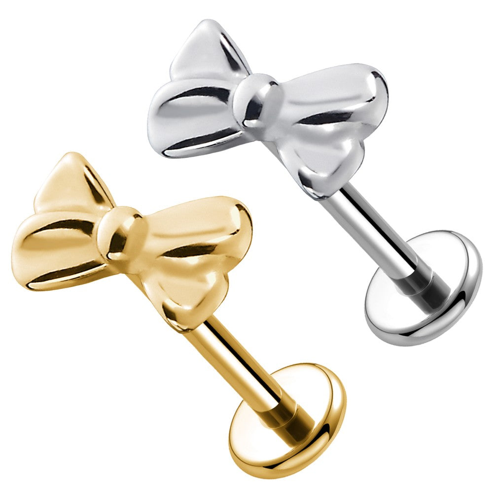 PC-215 Piercing Labret a Forma di Fiocco con Filettatura Interna