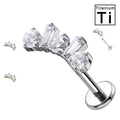 PWC-246 Piercing Labret in Titanio con Cuore con Cristalli Filettatura Interna