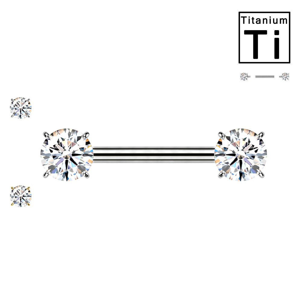 PWL-010 Piercing al Capezzolo Bilanciere con Zircone